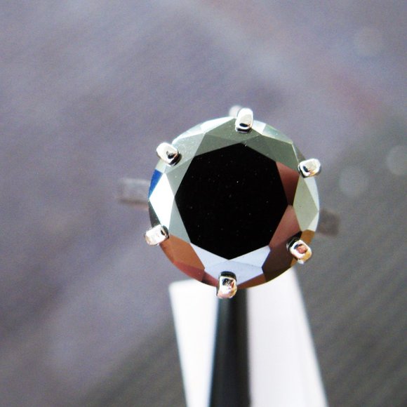 5.0ct 100% Natural Black Diamond Ring, All Sizes Free Diamond Tester,Certificate - Picture 8 of 15